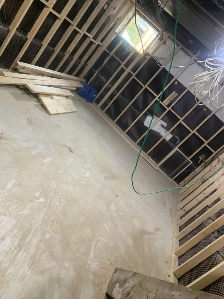After: Framing offcuts and scrap cleared from a basement